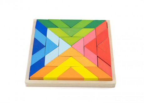 Klocki romby kolorowe tęczowe Montessori