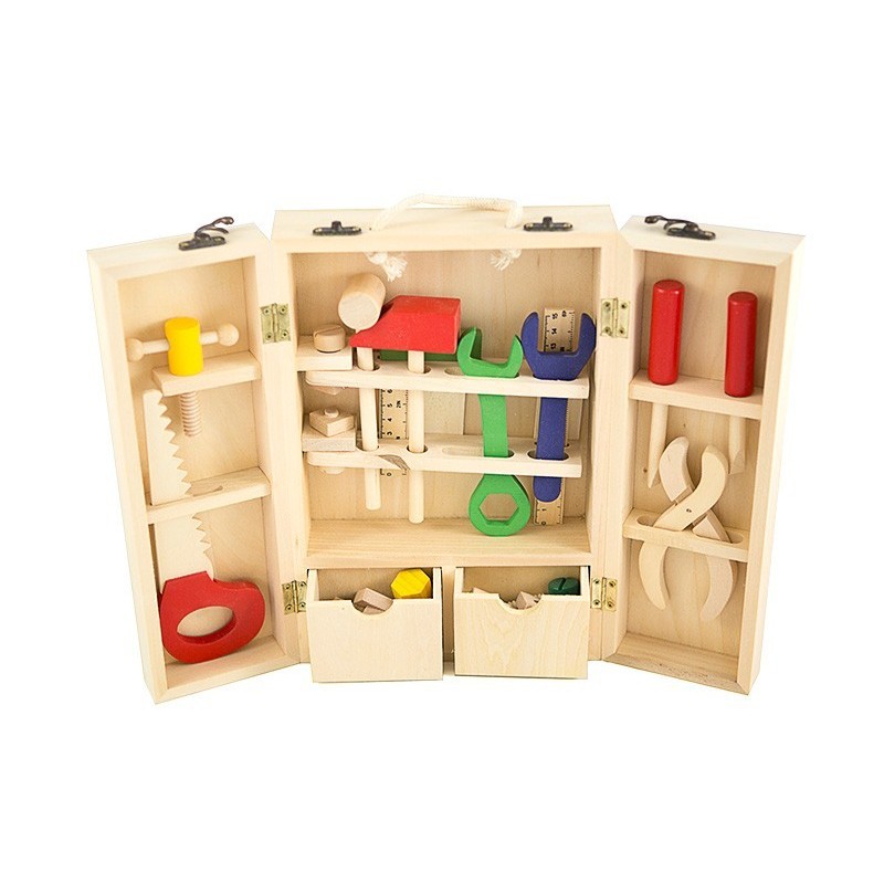 Drewniany skrzynka z narzędziami zabawka edukacyjna